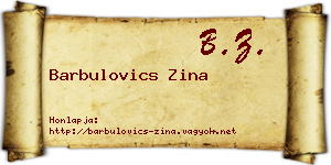 Barbulovics Zina névjegykártya